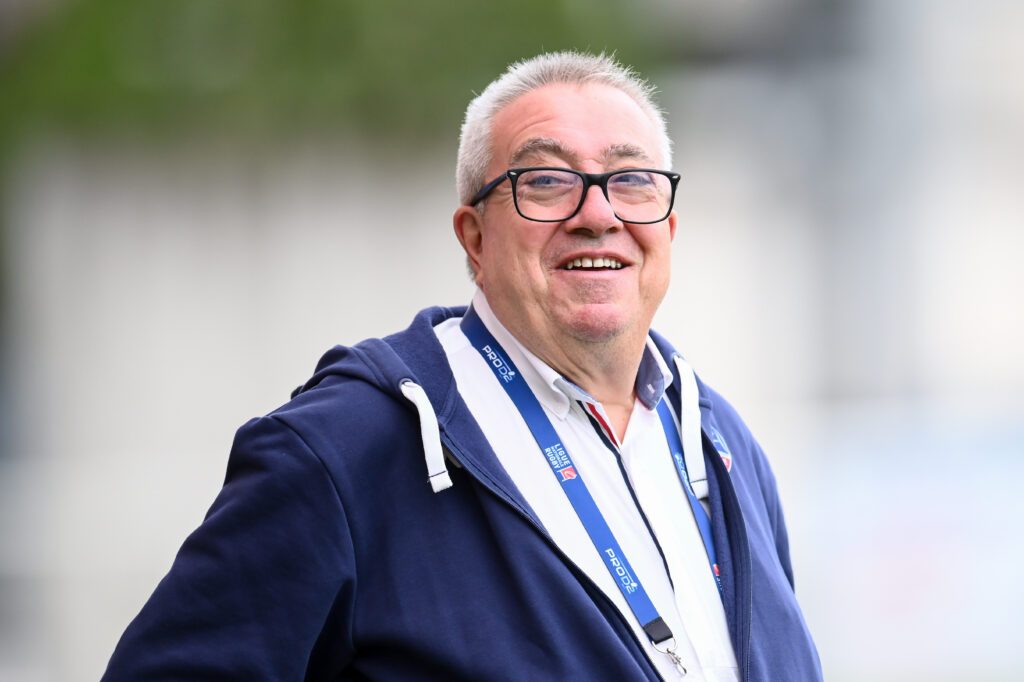 Christian Millette, président du Stade Aurillacois, lors d’un match de Pro D2 au stade Jean-Alric