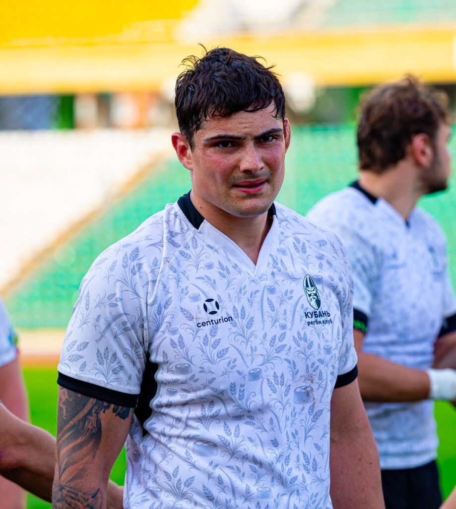 Tommy Strappazzon in the white jersey of RC Kuban, in Krasnodar, Russia